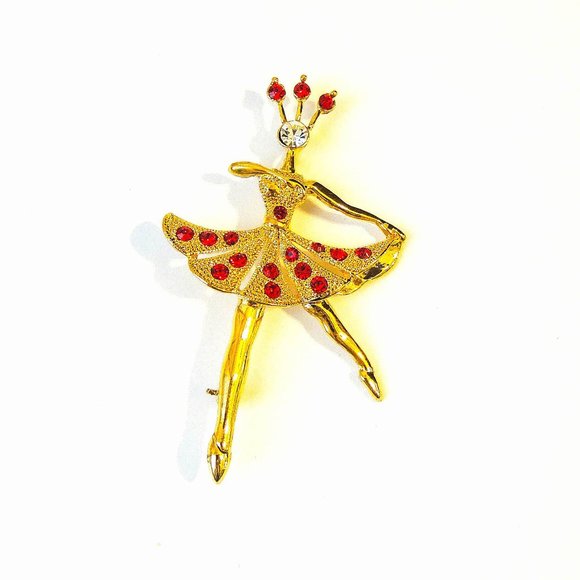 PRETTY BALLERINA GOLD PIN, CHOOSE RED, CLEAR, NAVY - Picture 5 of 6